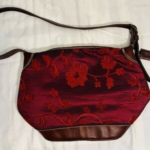 Latico Burgundy and Brown Floral Shoulder Bag